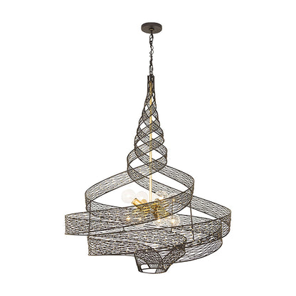 Flow Twist Pendant Light in Matte Black/French Gold (36-Inch).
