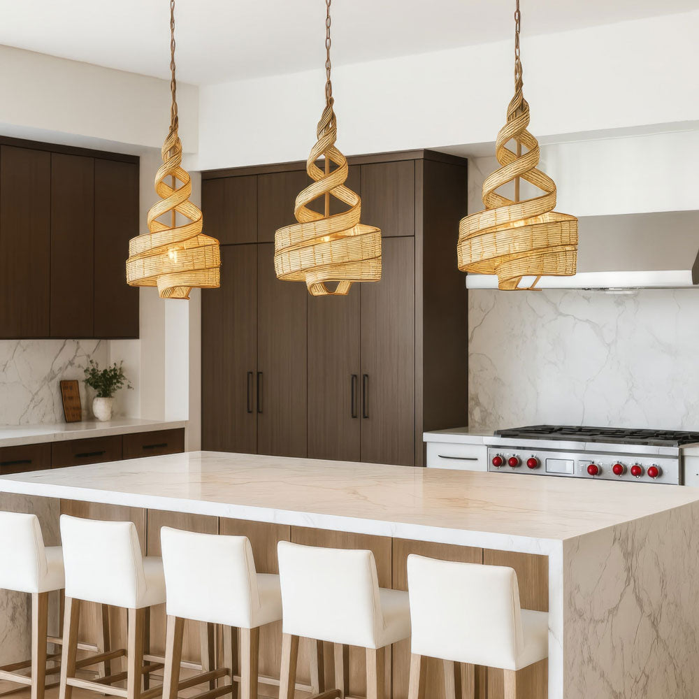 Flow Twist Pendant Light in dining room.