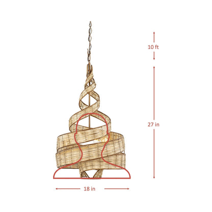 Flow Twist Pendant Light - line drawing.
