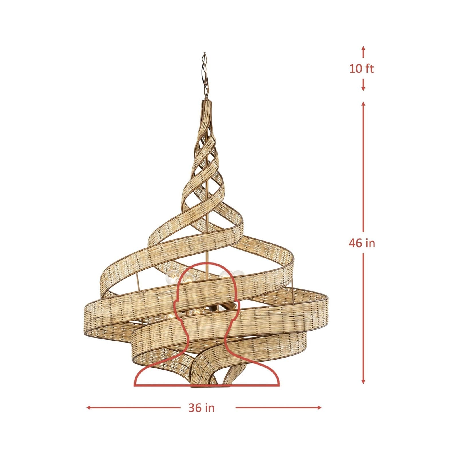 Flow Twist Pendant Light - line drawing.