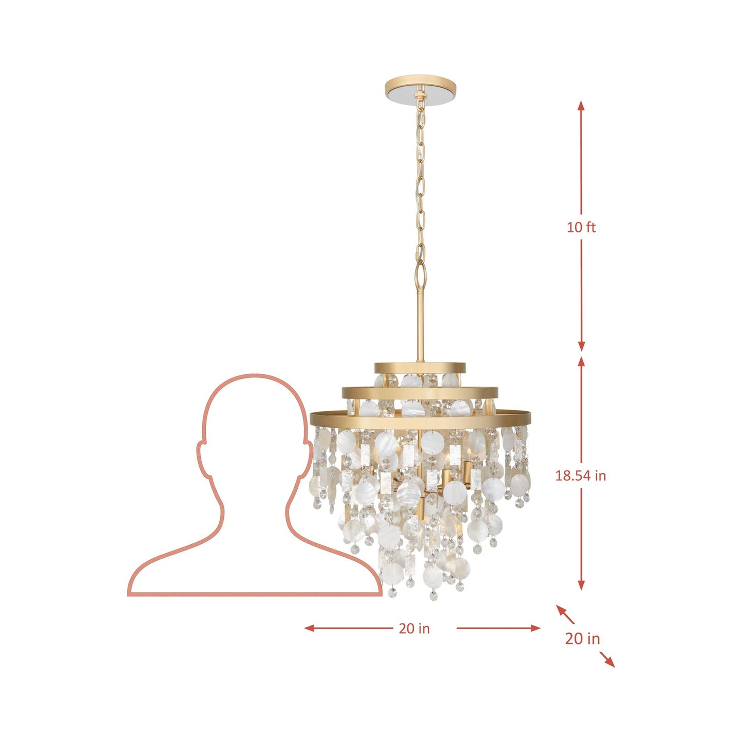 Kalani Chandelier - line drawing.