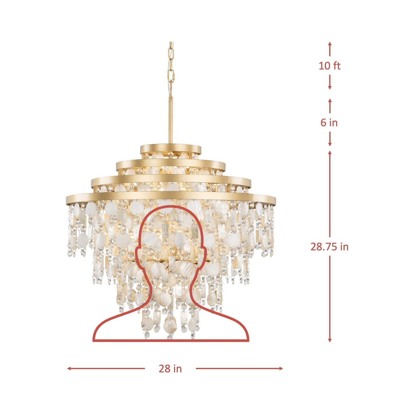 Kalani Chandelier - line drawing.