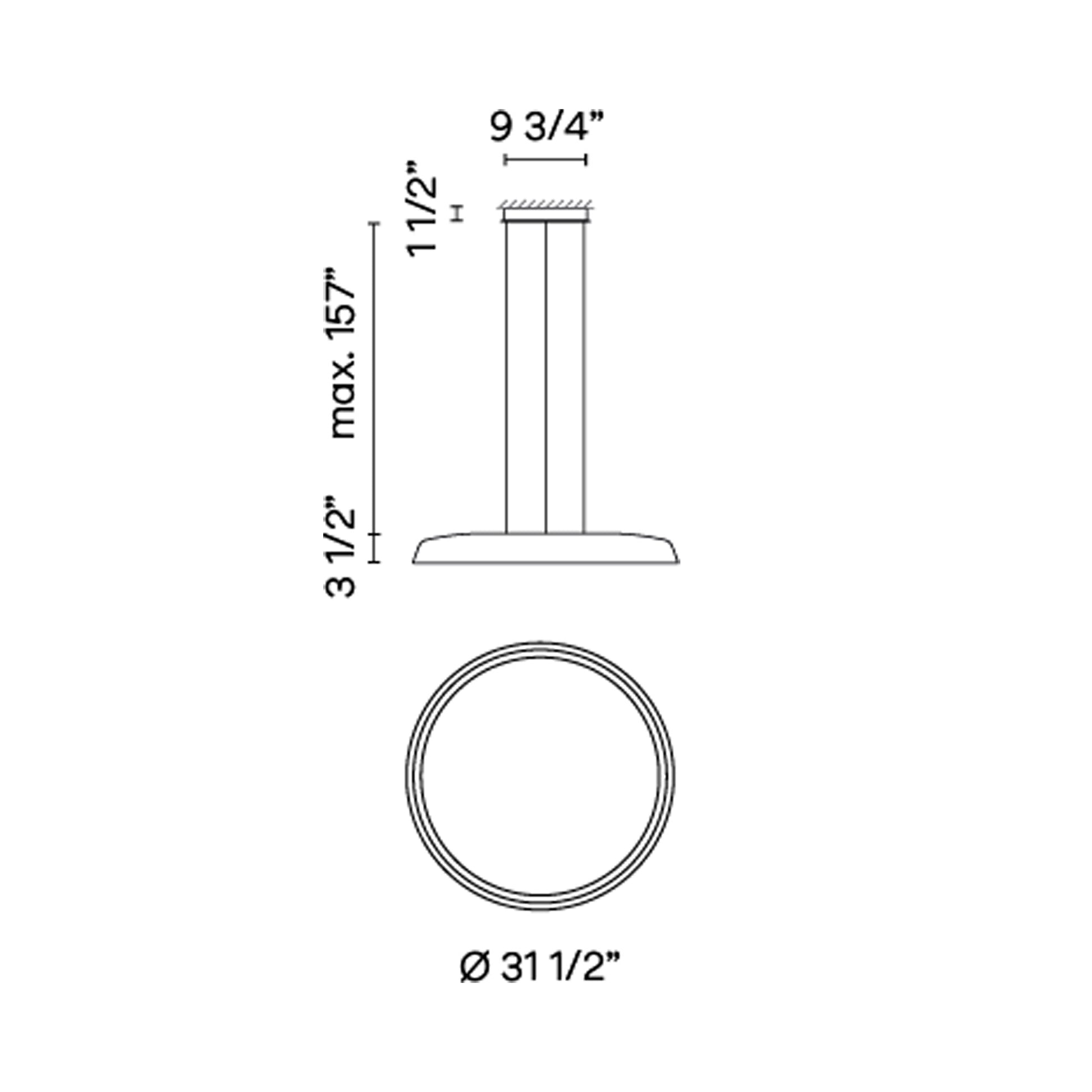 Bigger Flat LED Pendant Light - line drawing.