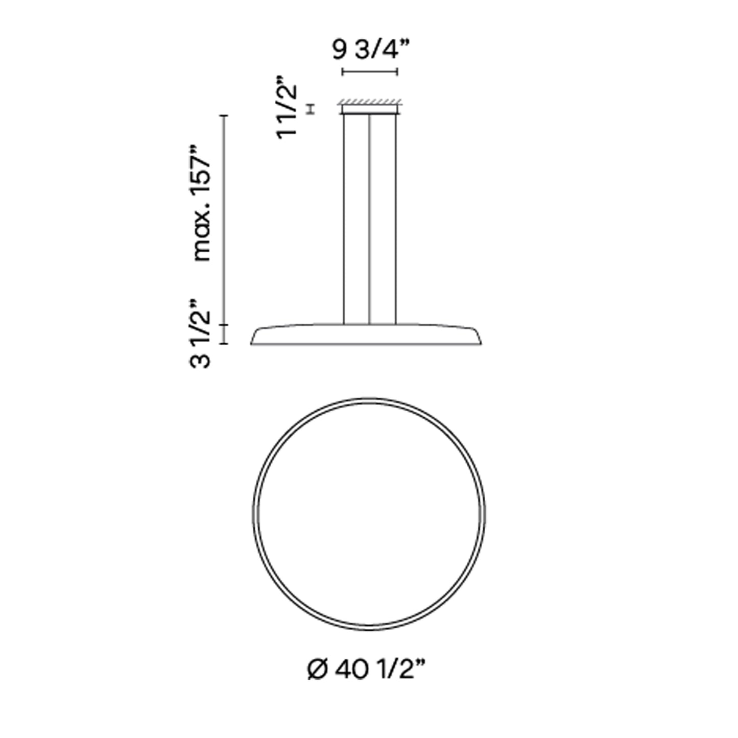 Bigger Flat LED Pendant Light - line drawing.