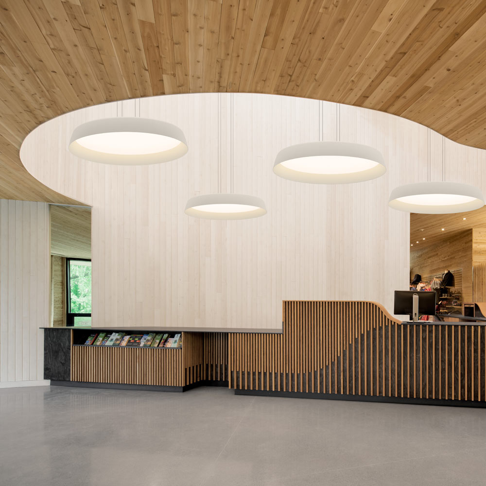 Bigger LED Pendant Light in office.
