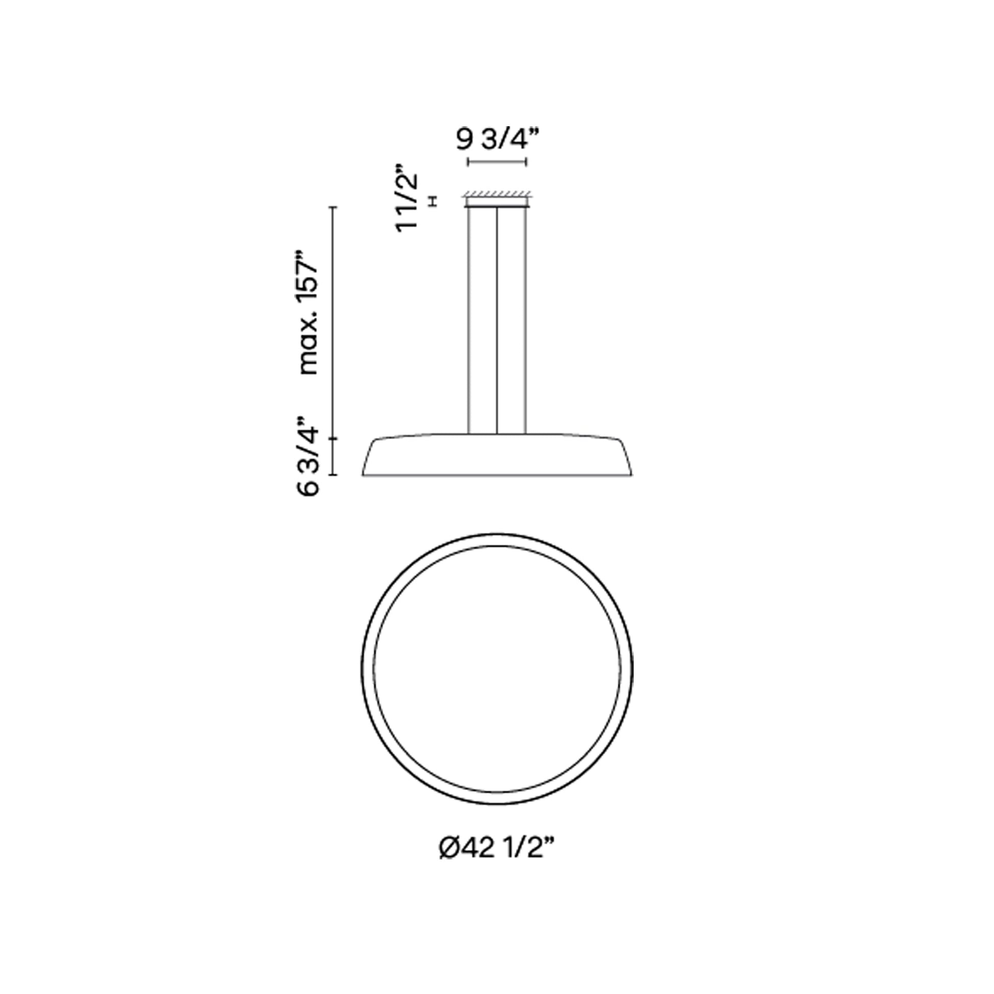 Bigger LED Pendant Light - line drawing.