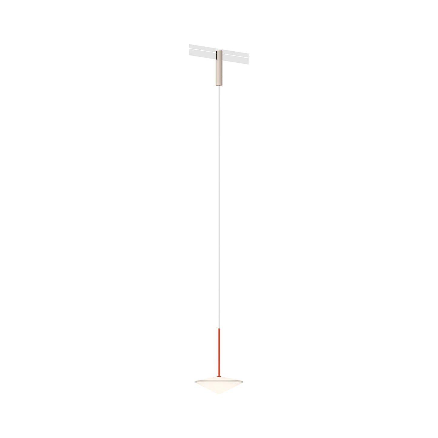 Bind LED Cone Tempo Track Pendant Light in Beige M1/Terra Red.