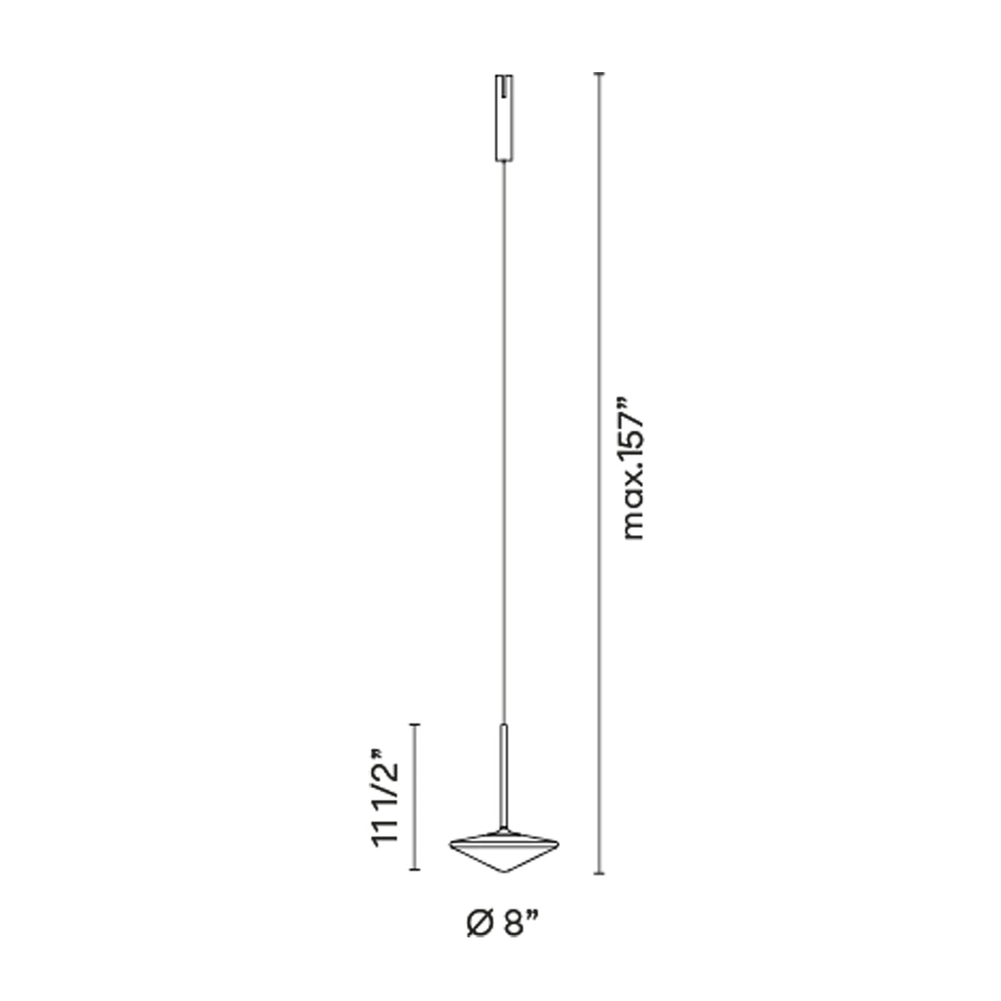 Bind LED Cone Tempo Track Pendant Light - line drawing.