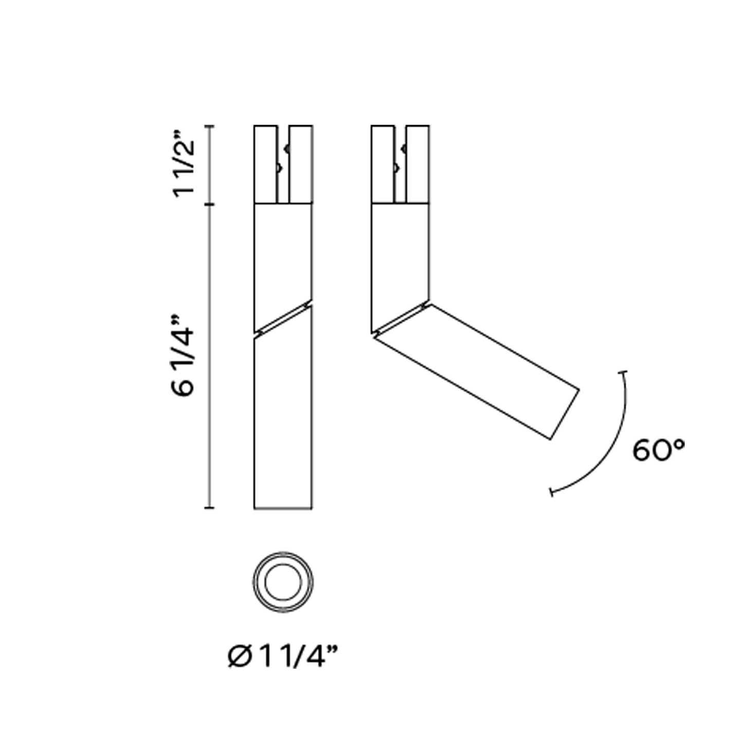 Bind LED Spot Track Light - line drawing.