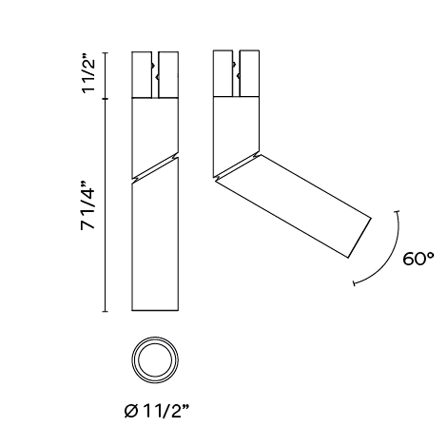 Bind LED Spot Track Light - line drawing.