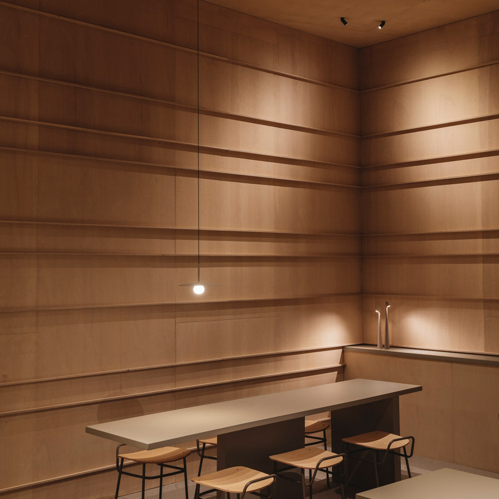 Bind LED Tempo Track Pendant Light in dining room.