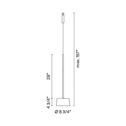 Bind LED Tube Track Pendant Light - line drawing.