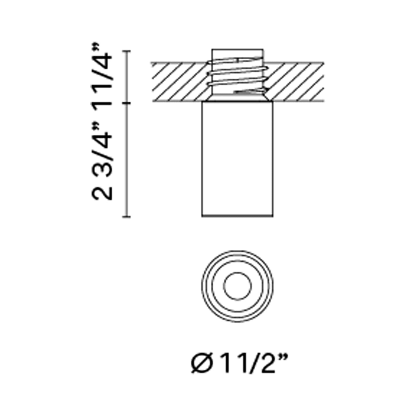 Bind Solo LED Tube Flush Mount Ceiling Light - line drawing.