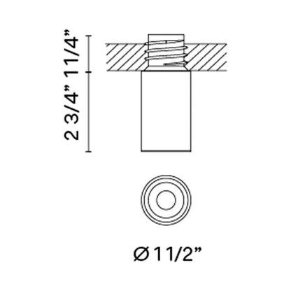 Bind Solo LED Tube Flush Mount Ceiling Light - line drawing.