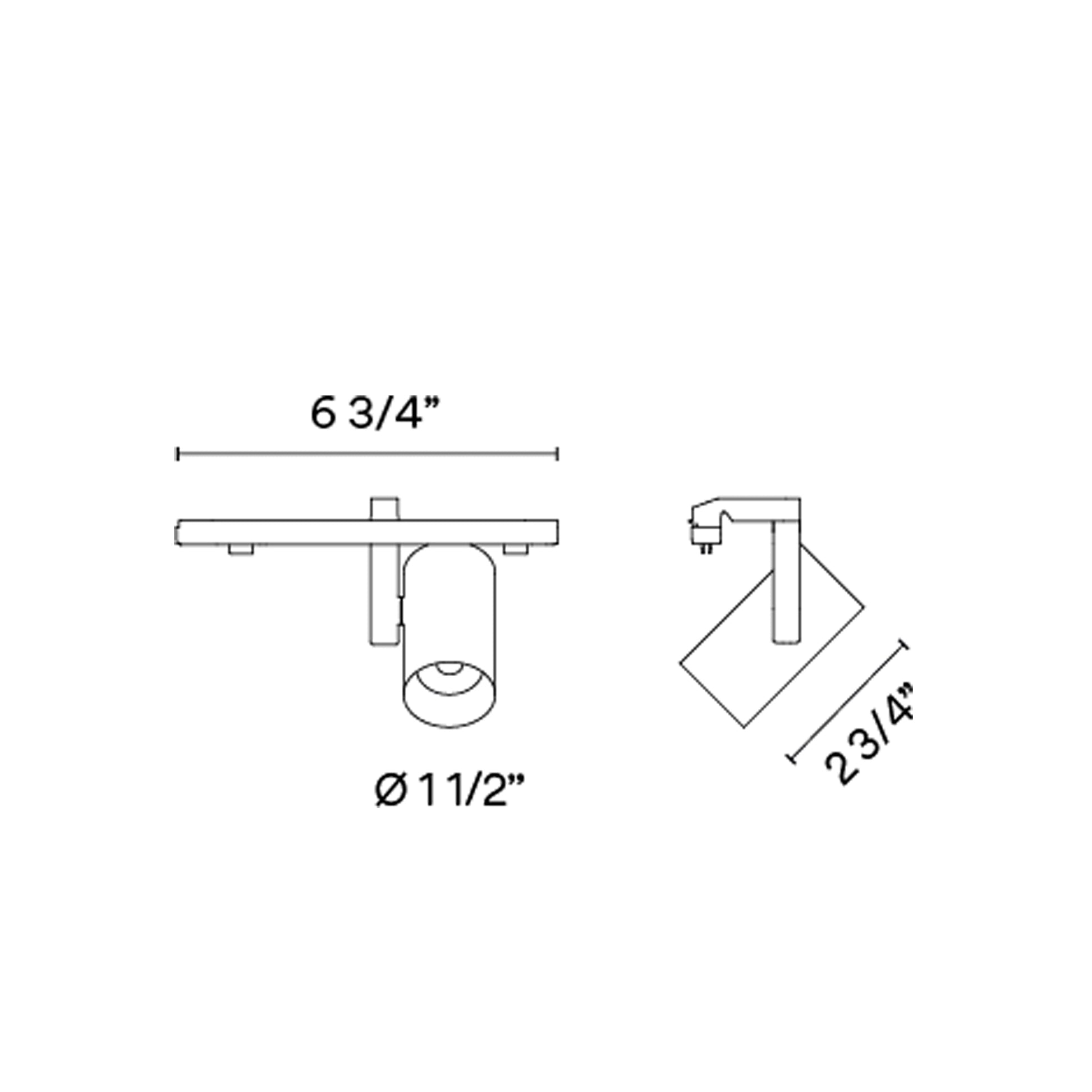 Circus LED Downlight Spot Track Light - line drawing.