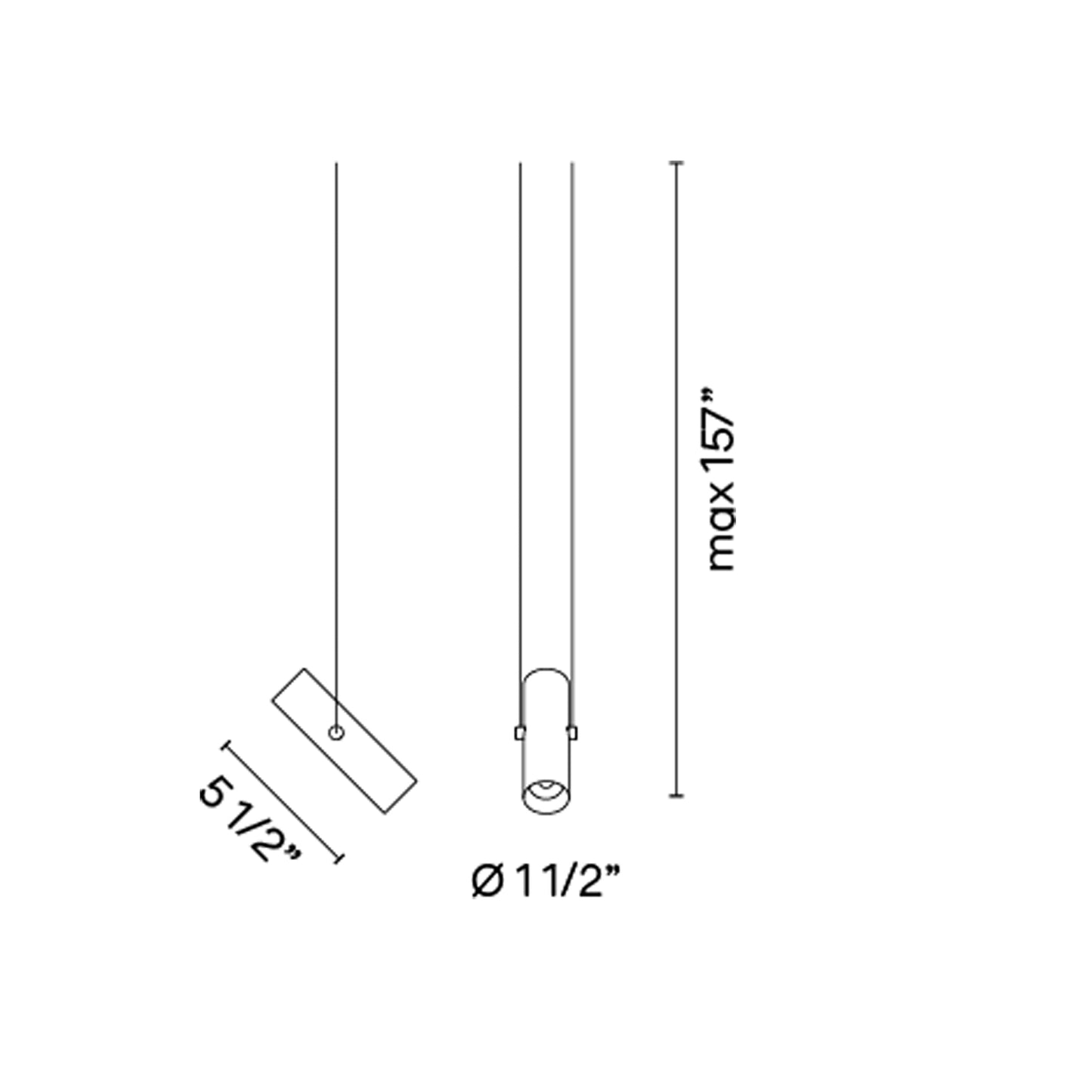 Circus LED Track Pendant Light - line drawing.