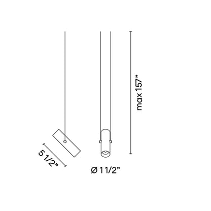Circus LED Track Pendant Light - line drawing.