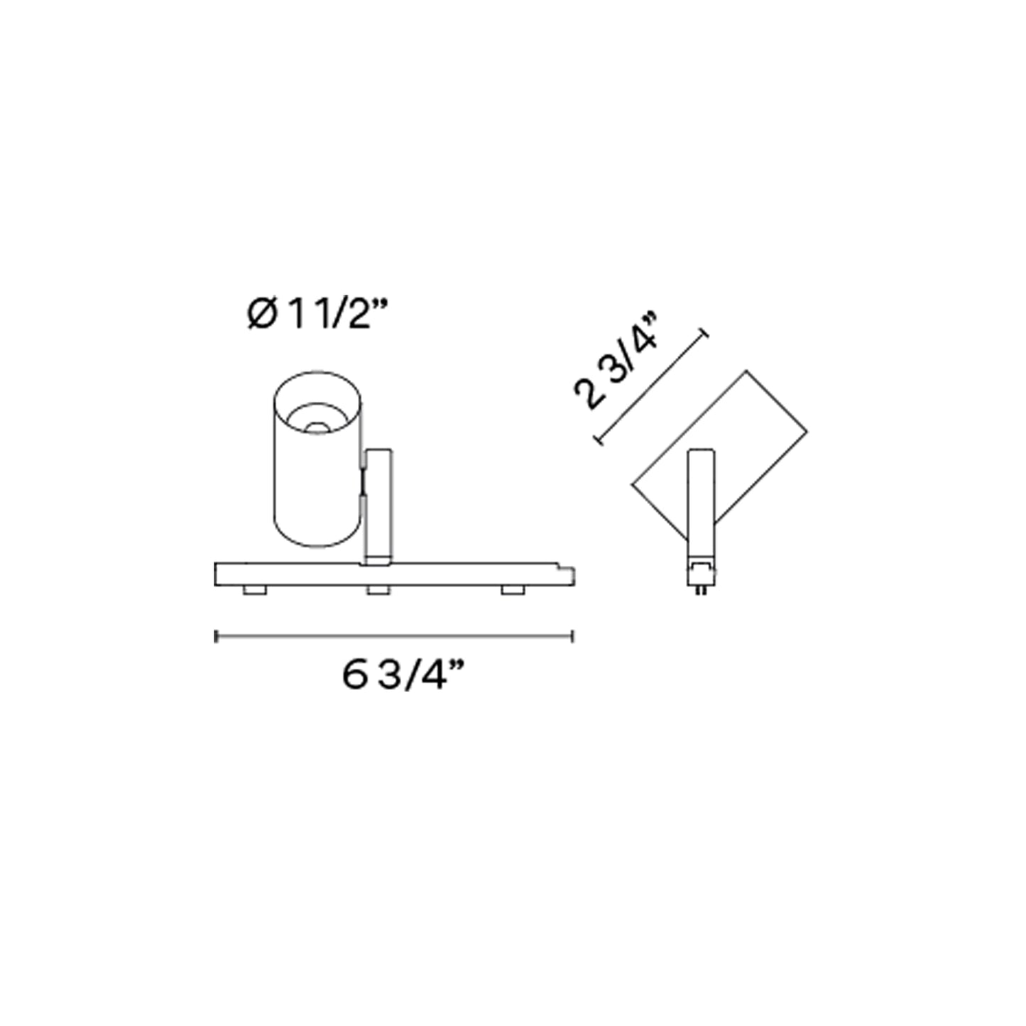 Circus LED Uplight Spot Track Light - line drawing.