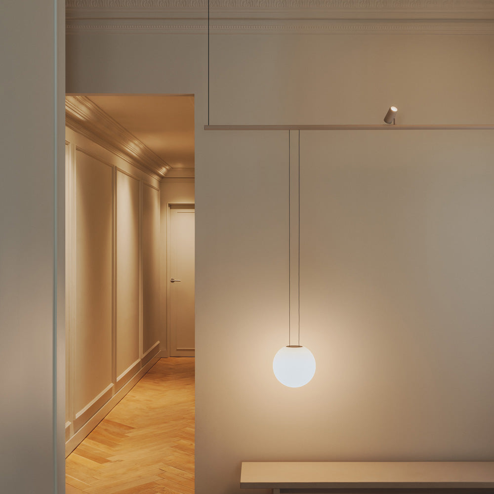 Circus LED Volumetric Track Pendant Light in hallway.