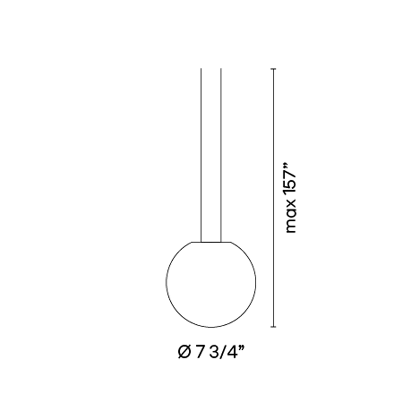 Circus LED Volumetric Track Pendant Light - line drawing.
