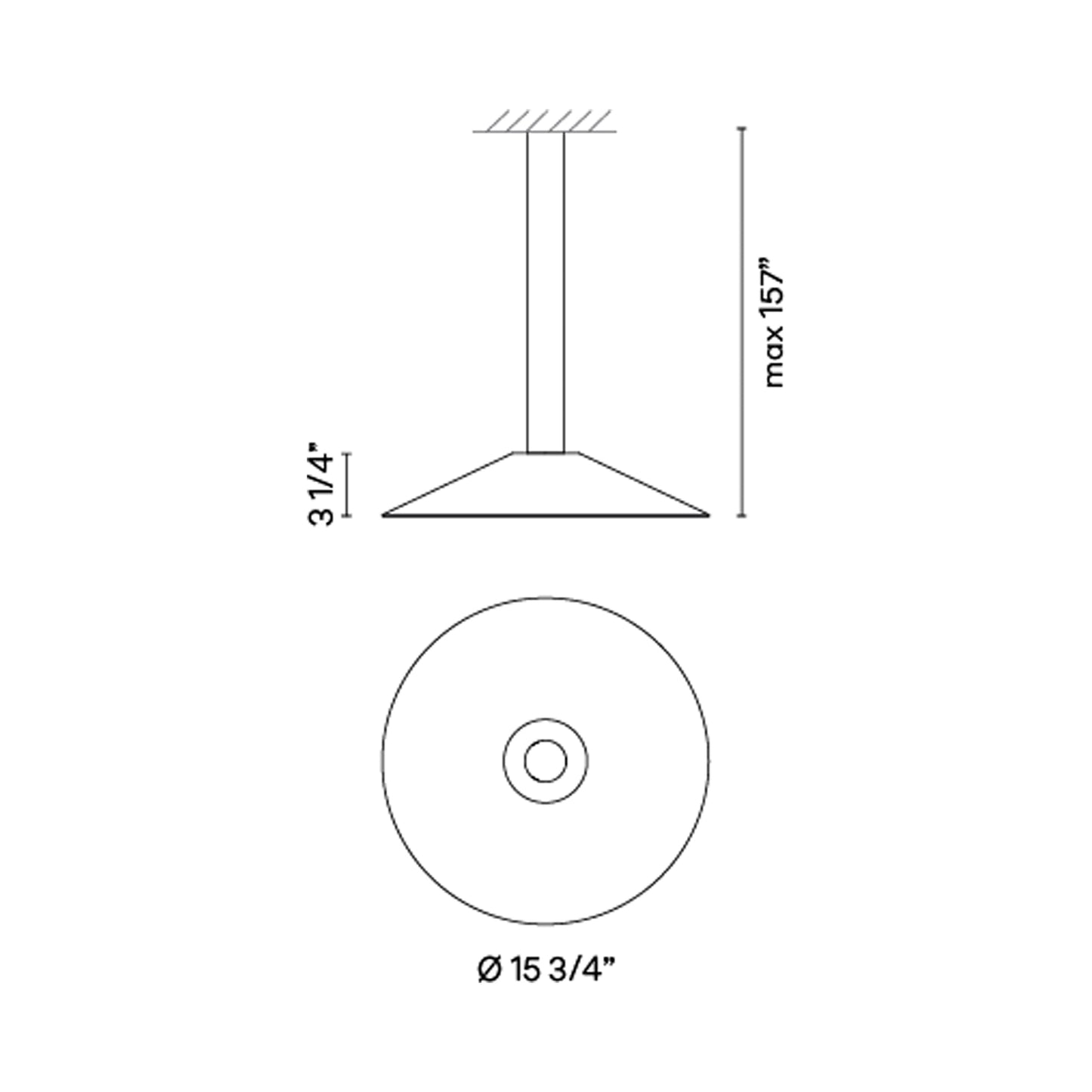 Circus Solo LED Close Proximity Pendant Light - line drawing.