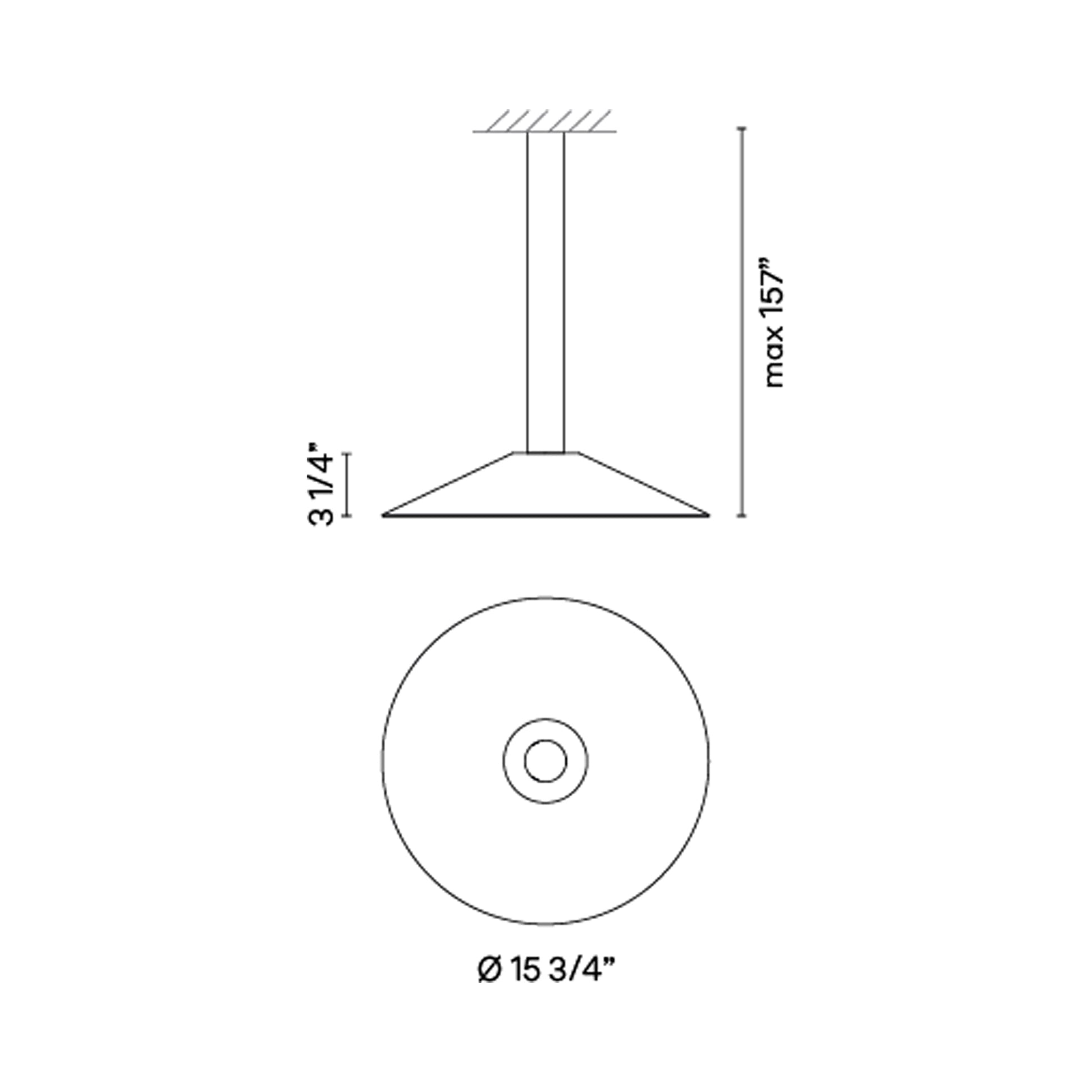 Circus Solo LED Close Proximity Pendant Light - line drawing.