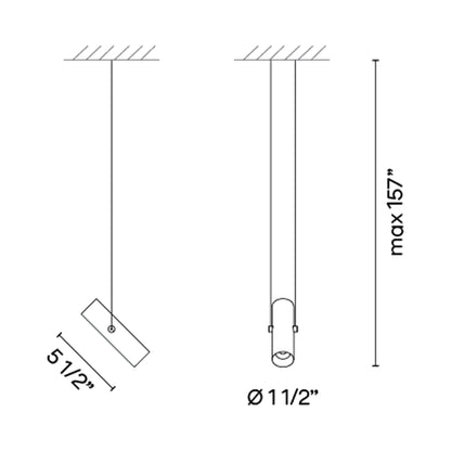 Circus Solo LED Pendant Light - line drawing.