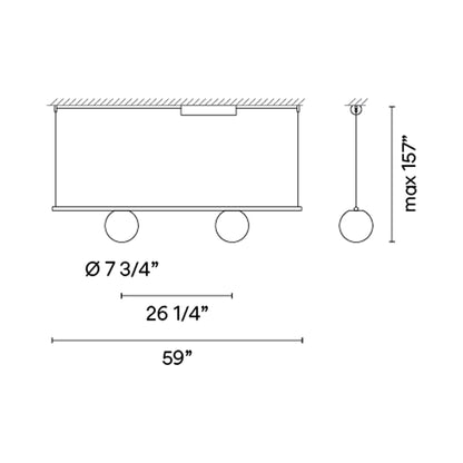 Circus Solo LED Volumetric Linear Pendant Light - line drawing.