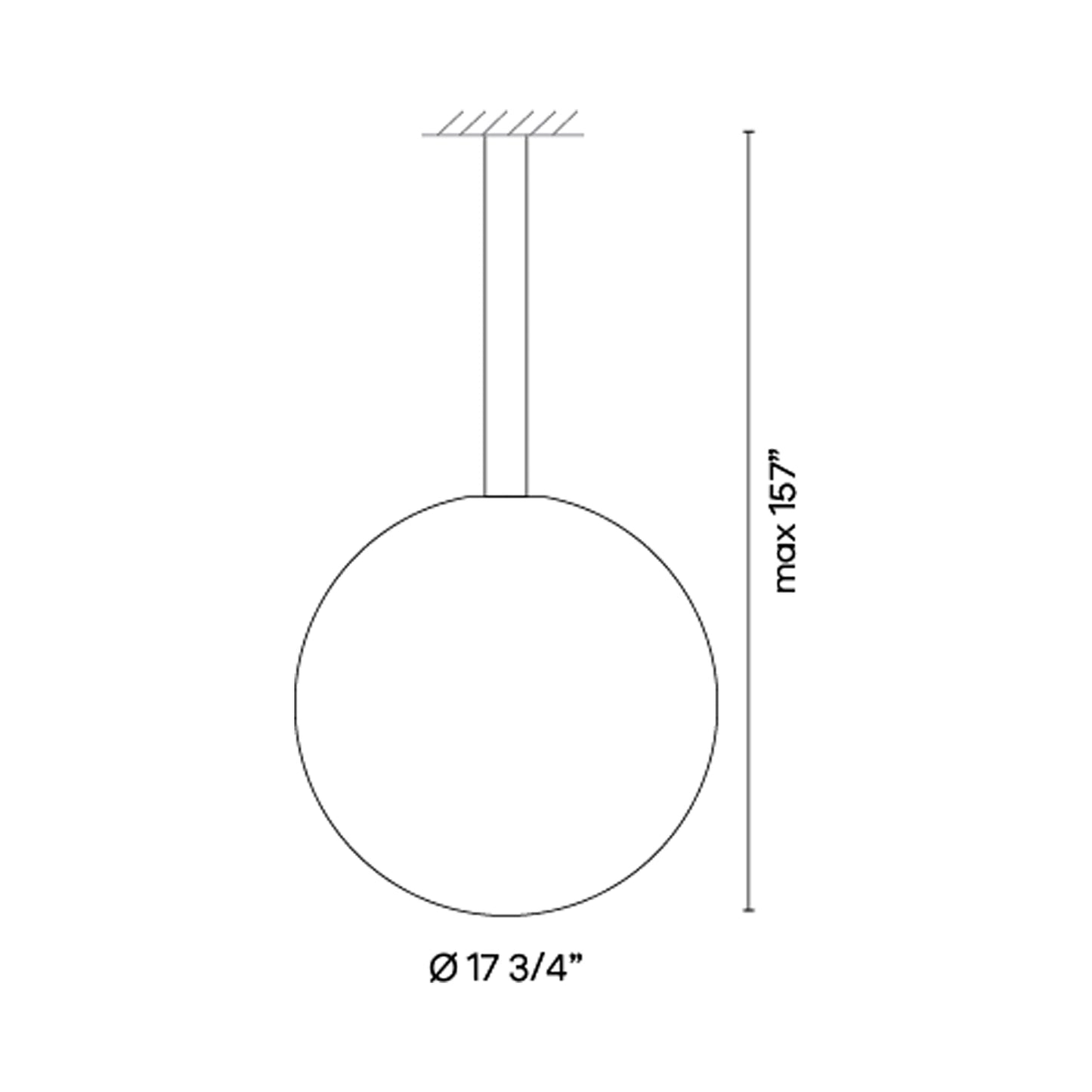 Circus Solo LED Volumetric Pendant Light - line drawing.