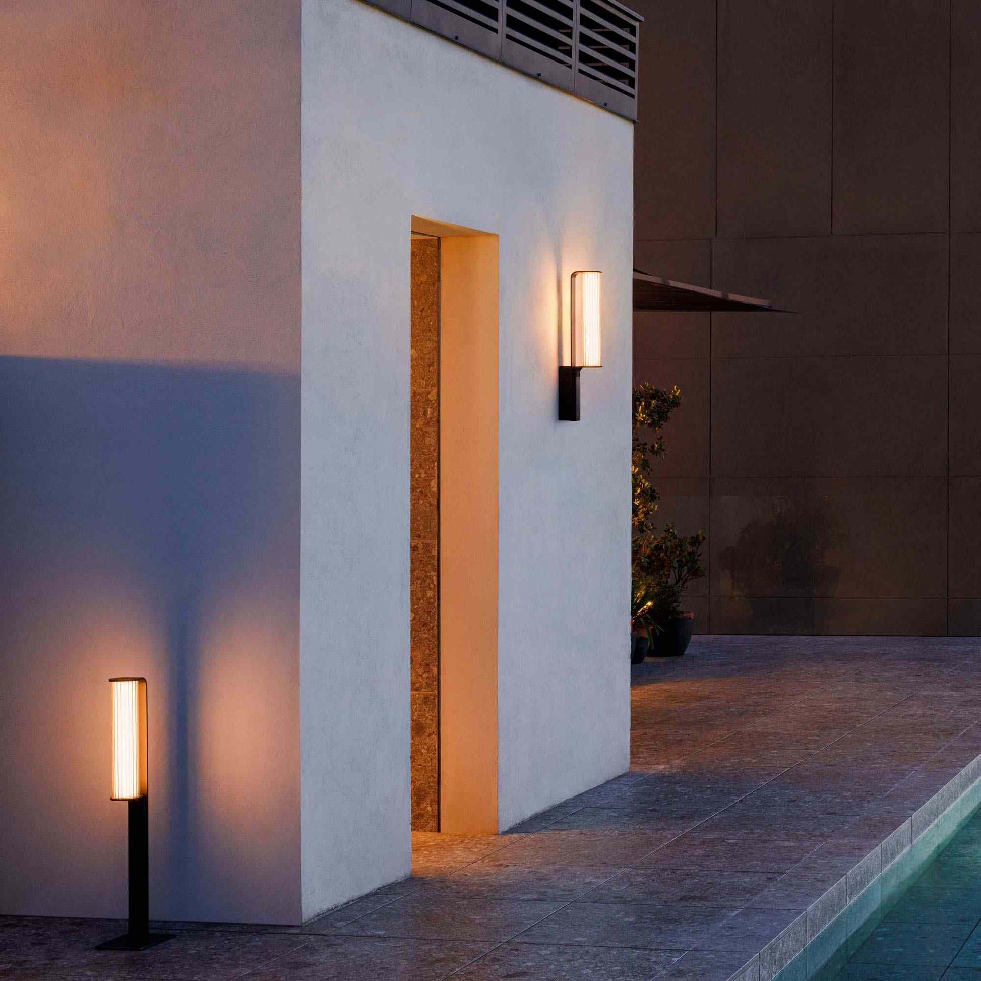 Class Outdoor LED Floor Lamp in Outside Area.
