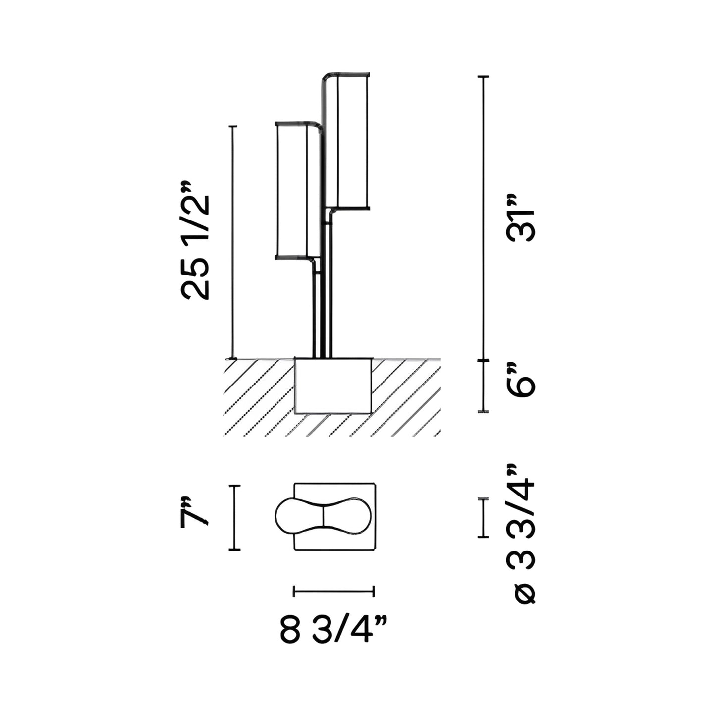 Class Outdoor LED Floor Lamp - line drawing.