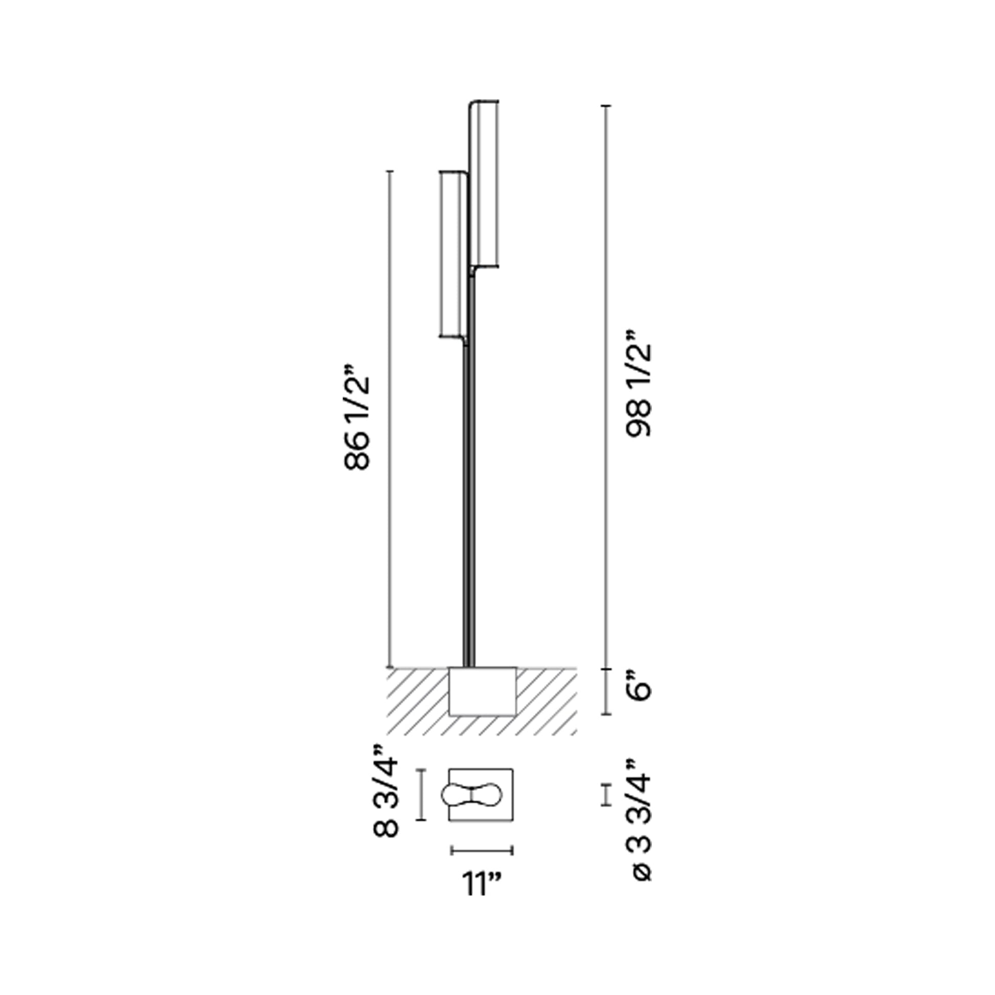 Class Outdoor LED Floor Lamp - line drawing.