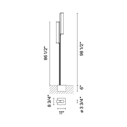 Class Outdoor LED Floor Lamp - line drawing.