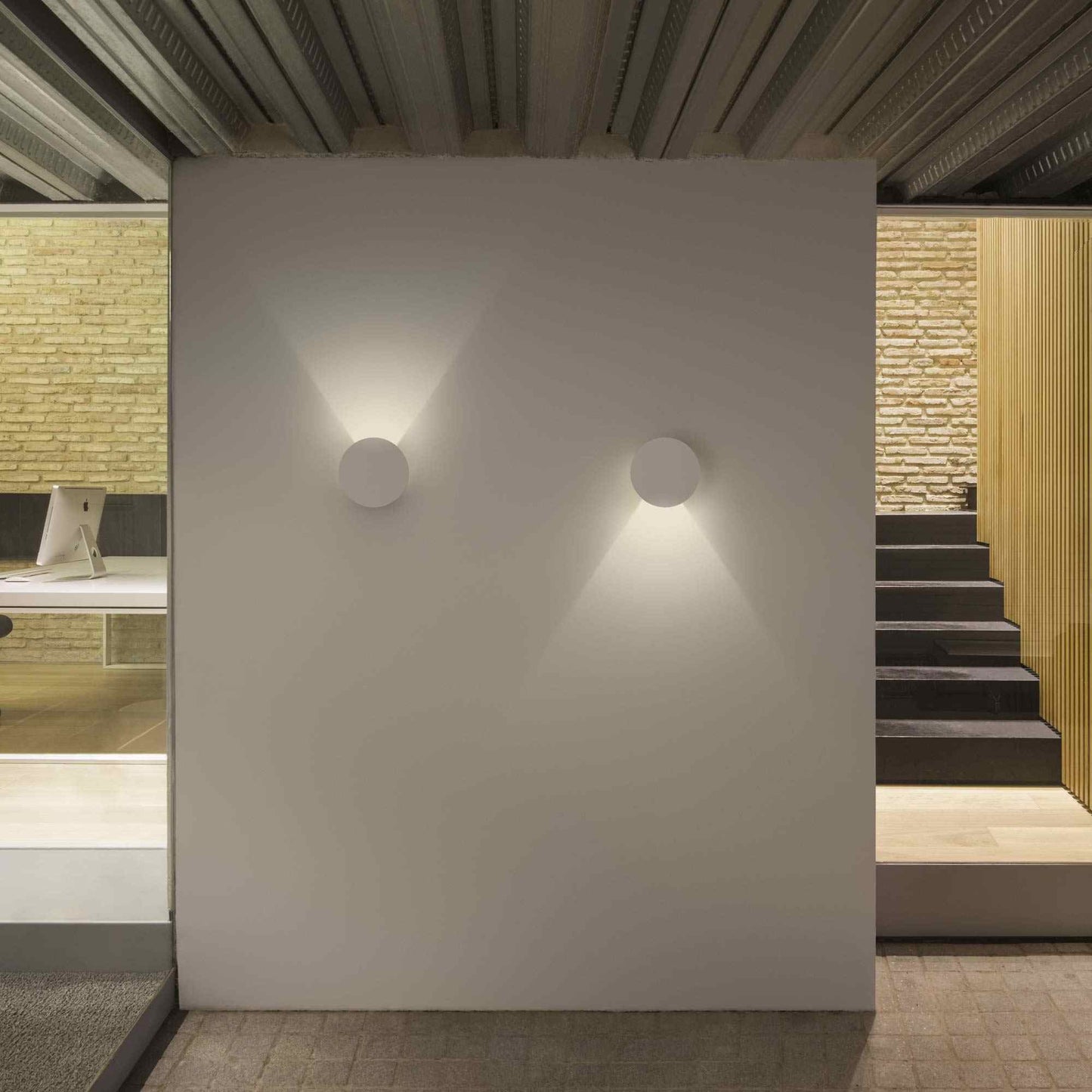 Dots LED Circular Wall Light in living room.