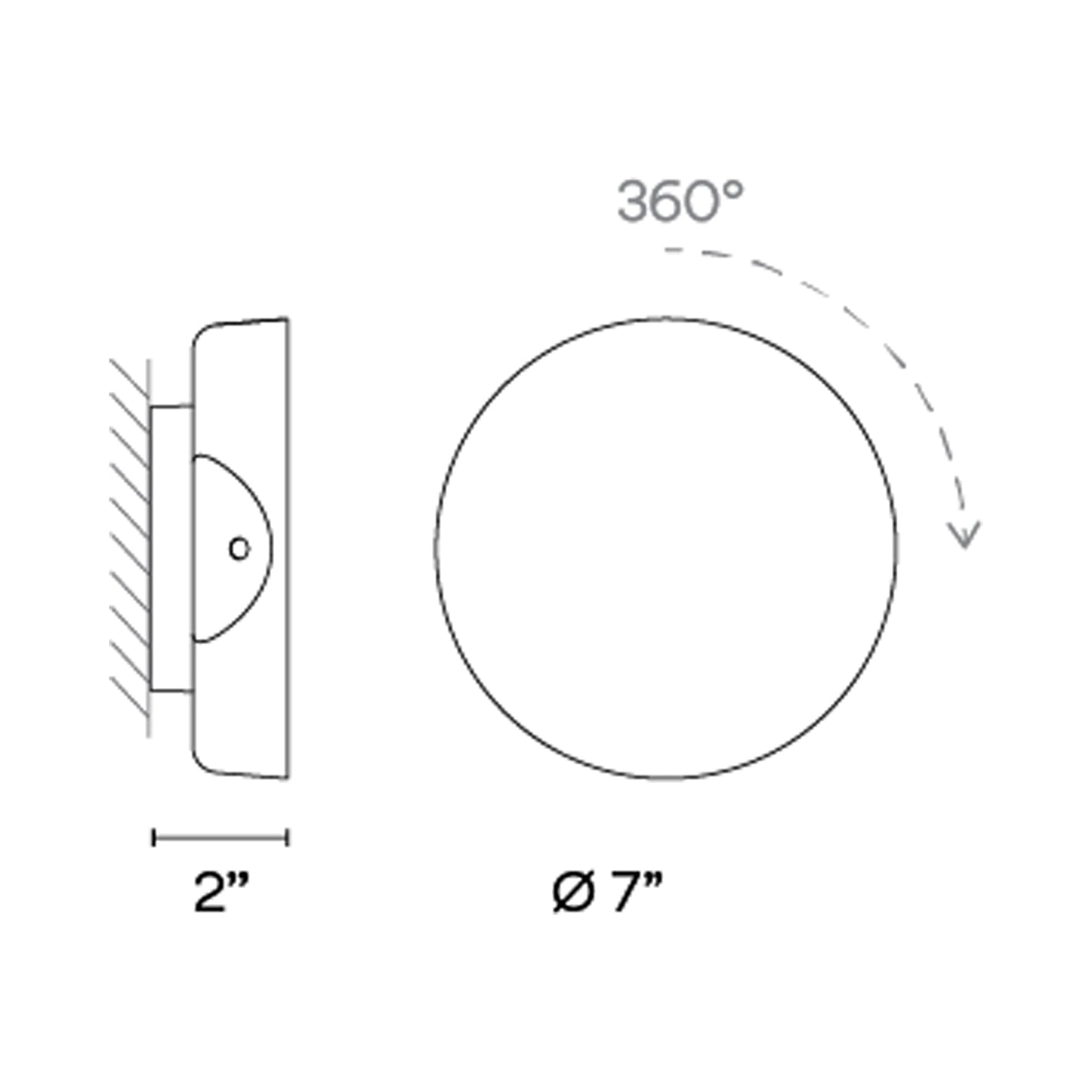 Dots LED Circular Wall Light - line drawing.