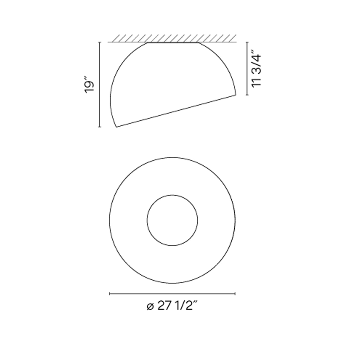 Duo Petra LED Asymmetrical Flush Mount Ceiling Light - line drawing.