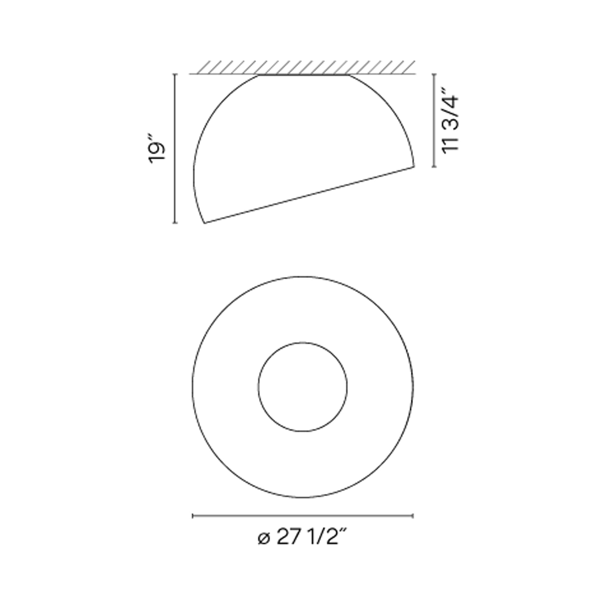 Duo Petra LED Asymmetrical Flush Mount Ceiling Light - line drawing.