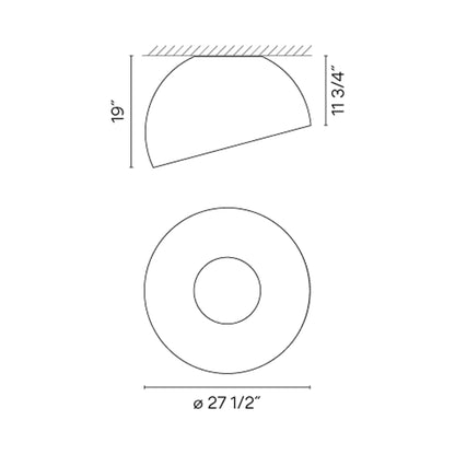 Duo Petra LED Asymmetrical Flush Mount Ceiling Light - line drawing.