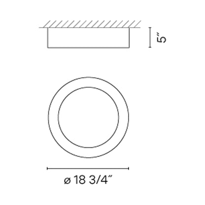 Duo Petra LED Flush Mount Ceiling Light - line drawing.