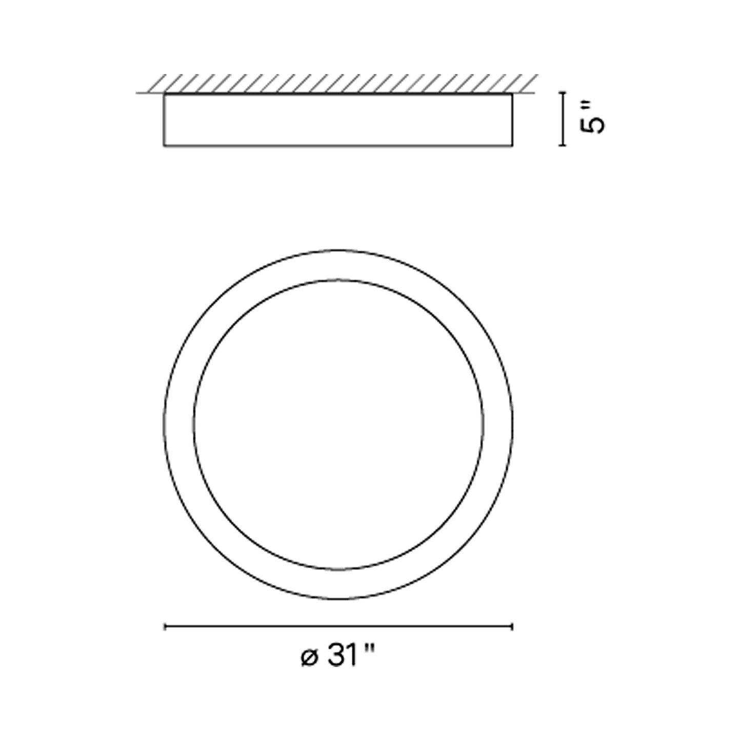 Duo Petra LED Flush Mount Ceiling Light - line drawing.