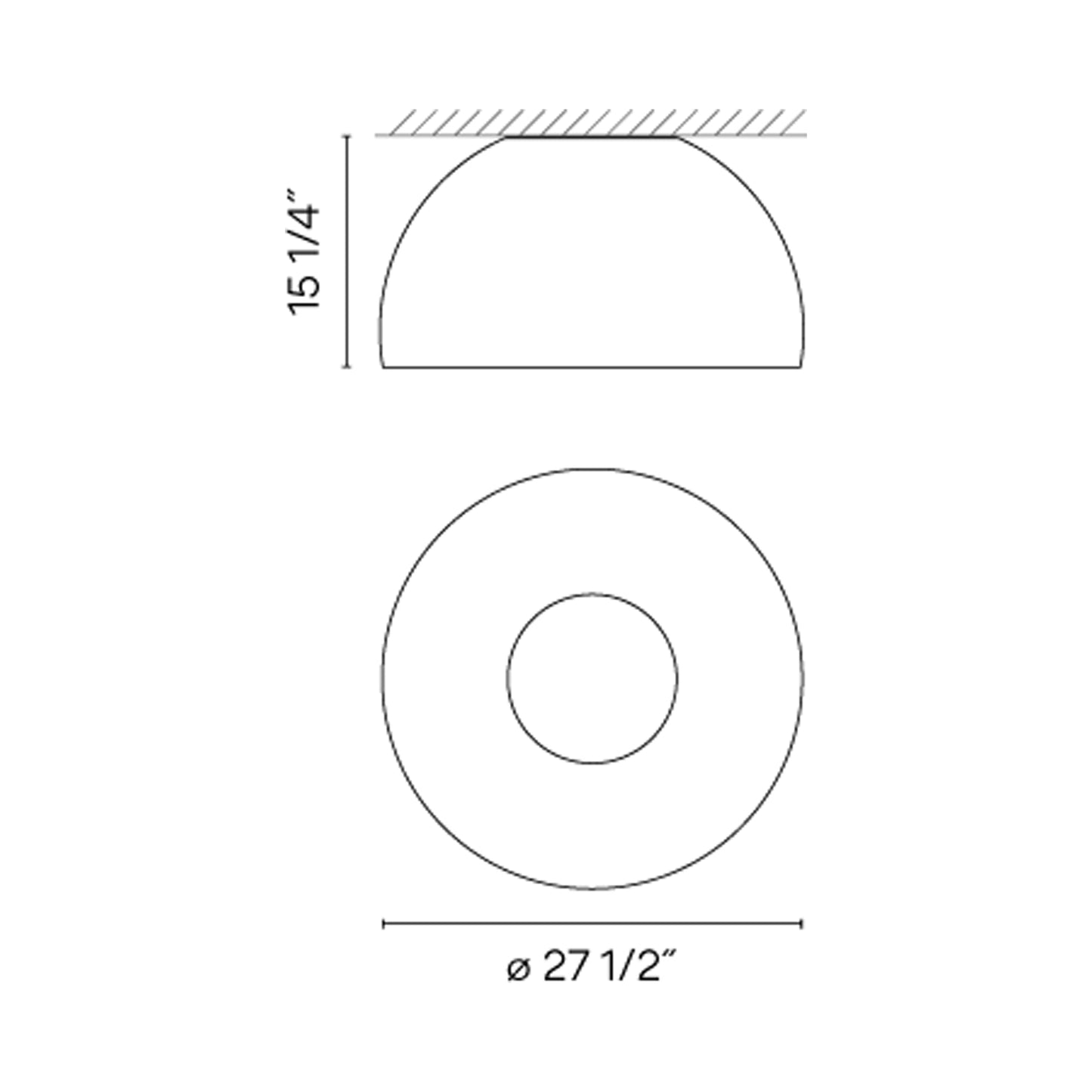 Duo Petra LED Symmetrical Flush Mount Ceiling Light - line drawing.