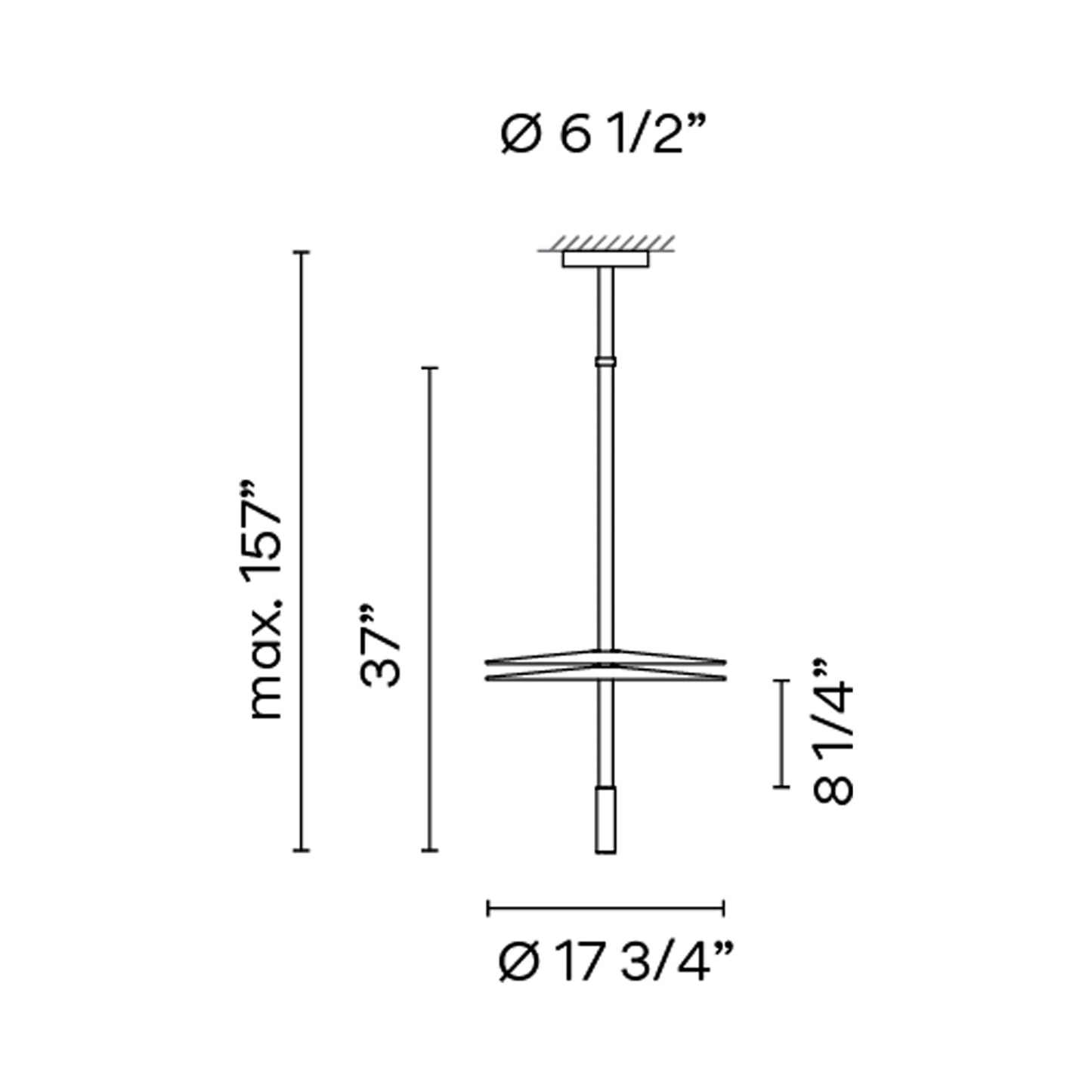 Flamingo Mini 1575 LED Pendant Light - line drawing.