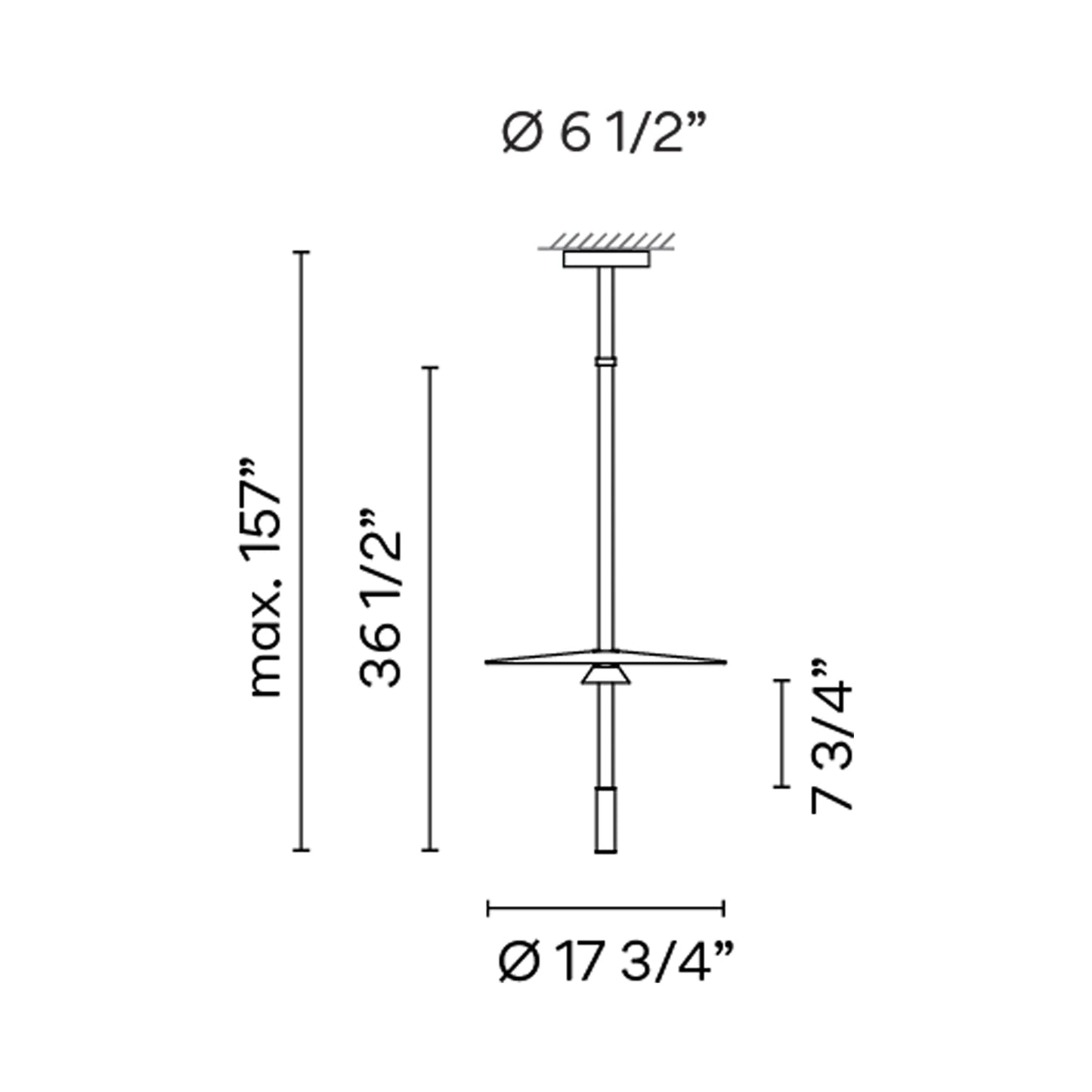 Flamingo Mini 1585 LED Pendant Light - line drawing.