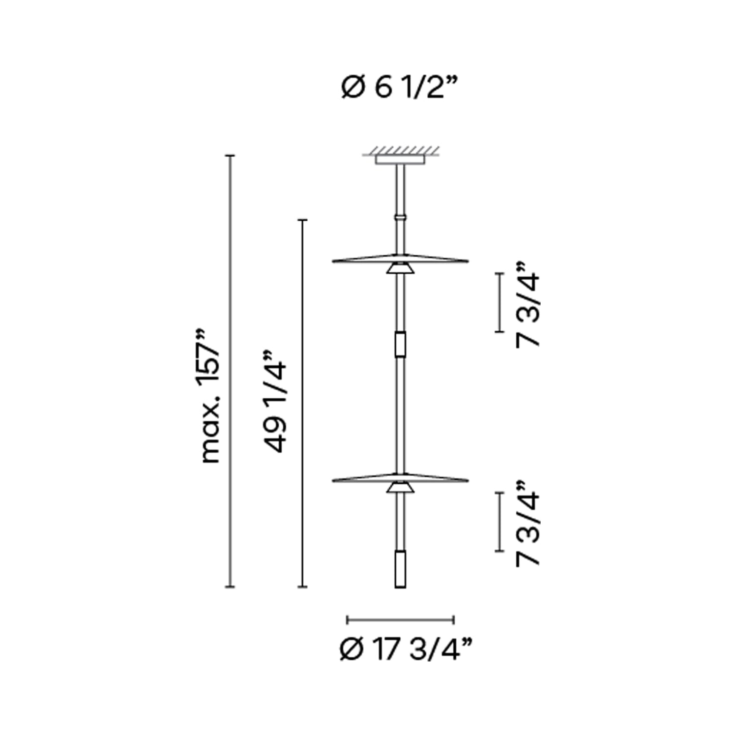 Flamingo Mini 1590 LED Pendant Light - line drawing.