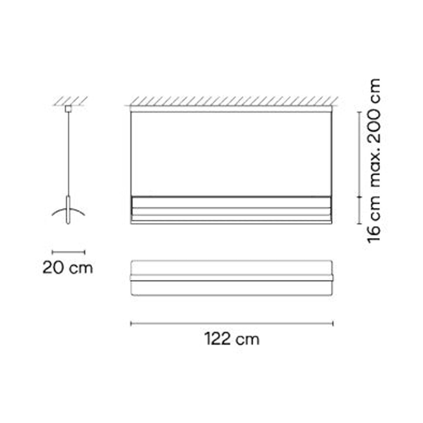 Kontorno LED Linear Pendant Light - line drawing.