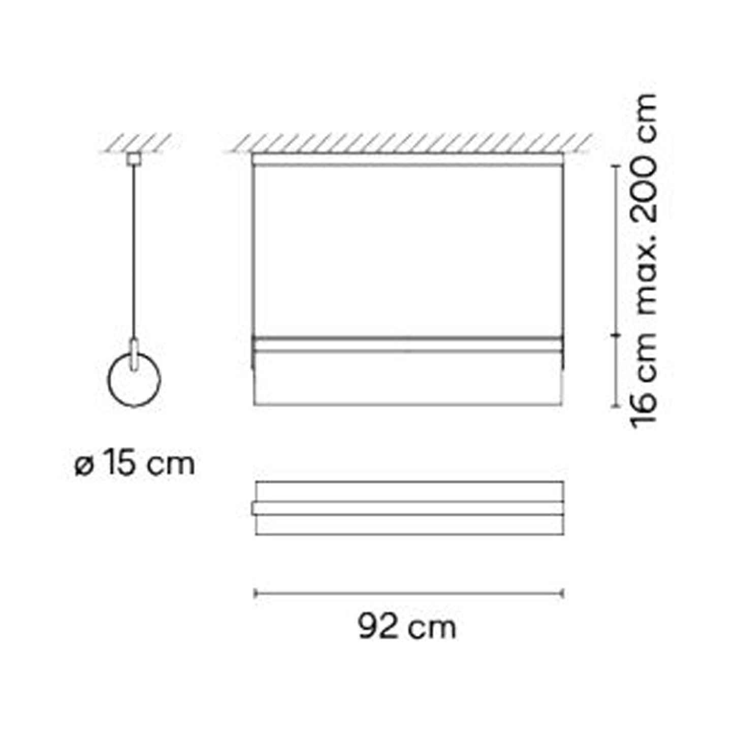 Kontorno LED Linear Pendant Light - line drawing.