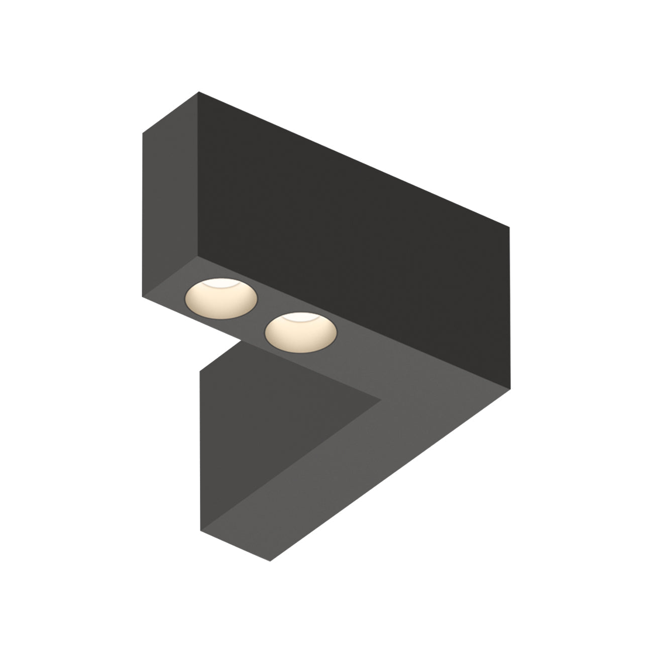 Offset LED Angular Downlight Flush Mount Ceiling Light in Black (Model 1727).