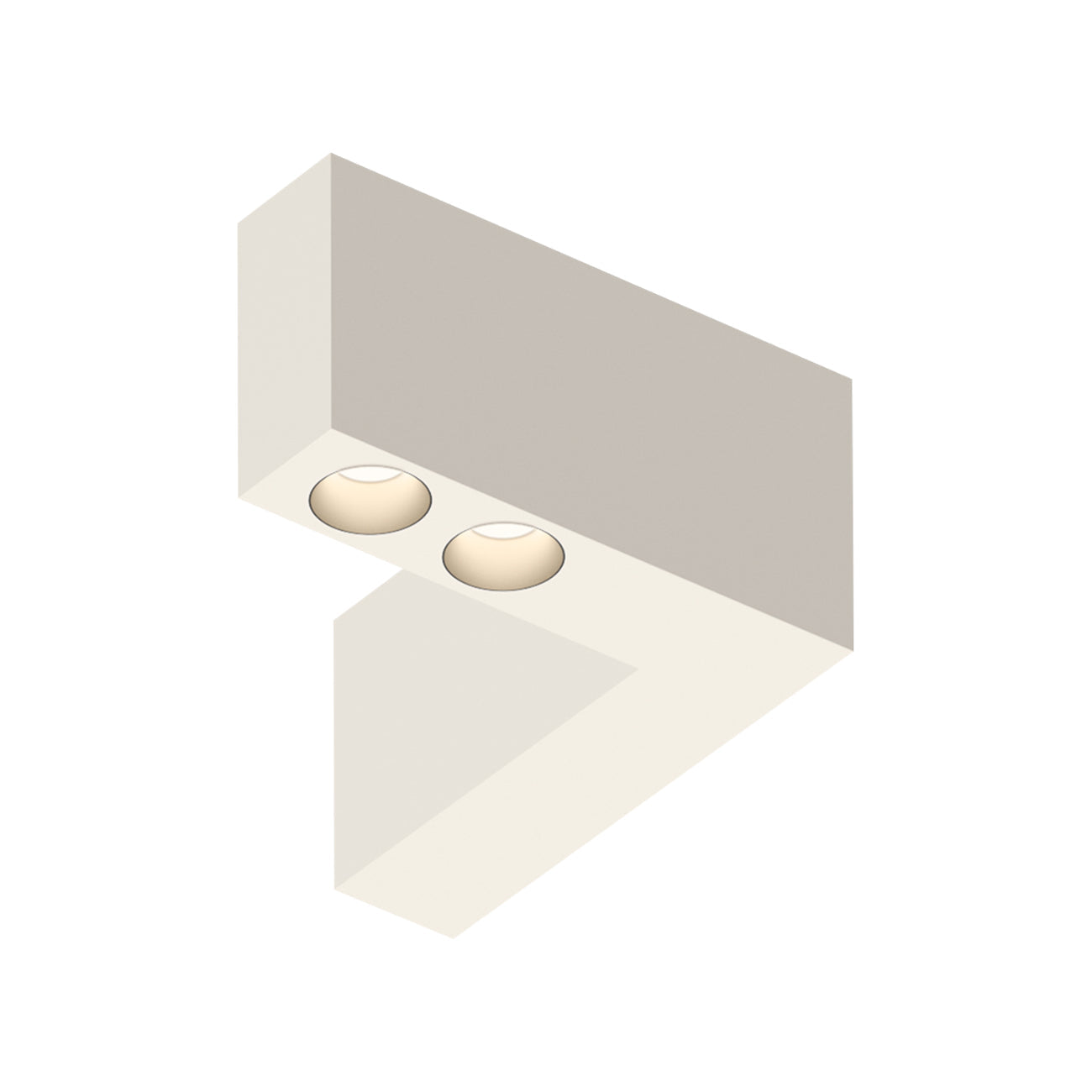 Offset LED Angular Downlight Flush Mount Ceiling Light in Warm White (Model 1727).