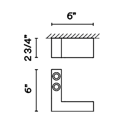 Offset LED Angular Downlight Flush Mount Ceiling Light - line drawing.