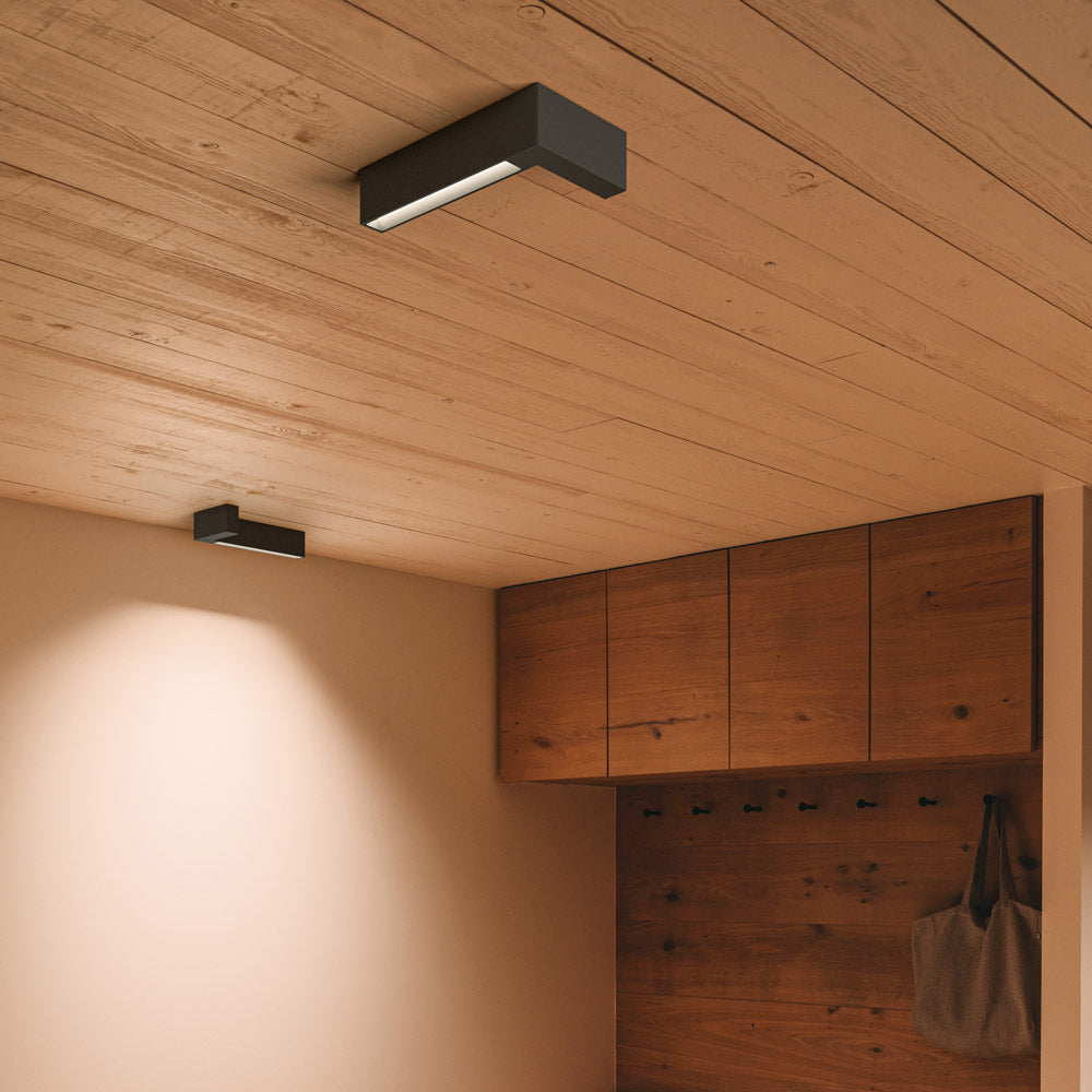 Offset LED Angular Linear High Comfort Flush Mount Ceiling Light in Detail.